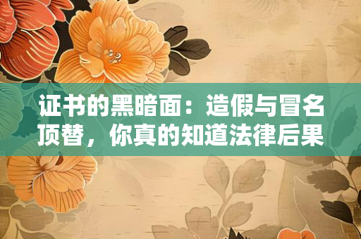 证书的黑暗面：造假与冒名顶替，你真的知道法律后果有多严重吗？