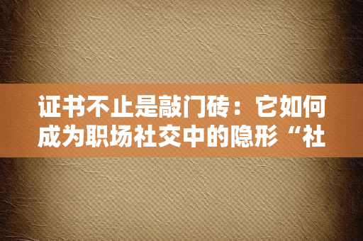 证书不止是敲门砖:它如何成为职场社交中的隐形“社交货币”?