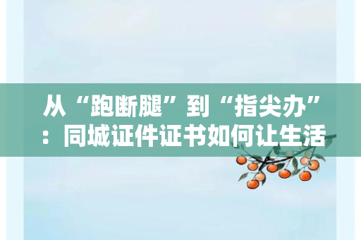 从“跑断腿”到“指尖办”：同城证件证书如何让生活效率翻倍？