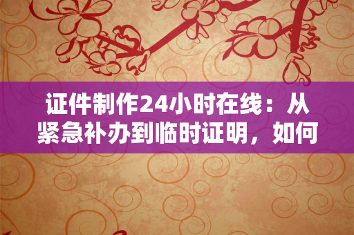 证件制作24小时在线:从紧急补办到临时证明,如何让“即时需求”不再“抓瞎”?